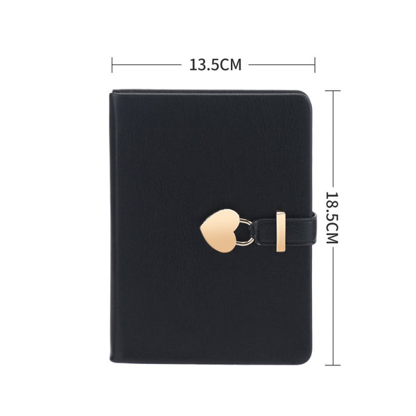 Creative Heart-shaped Sheepskin Lock Journal