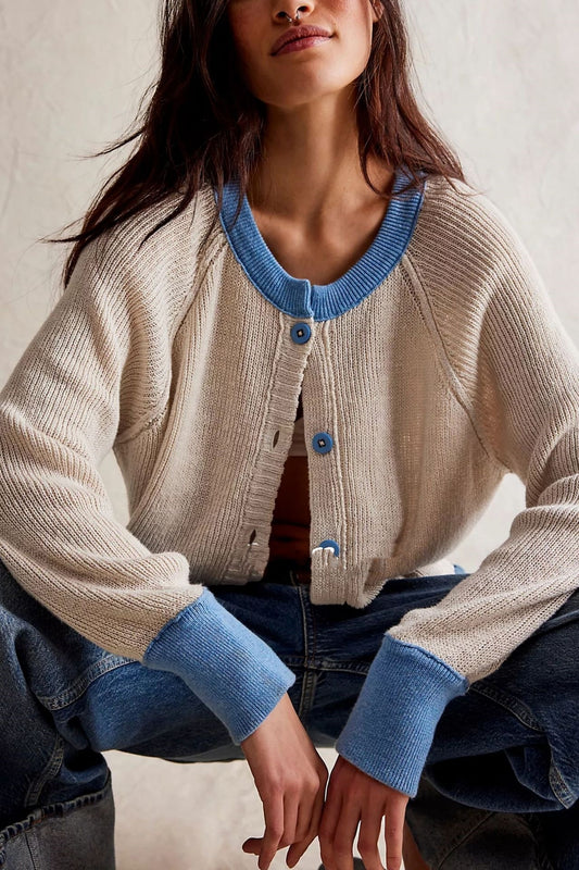 Women's Round Neck Knitwear Single Row Button Coat