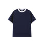 Contrast-color Short-sleeve Crew Neck Spliced Color