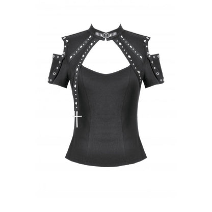 Dark in Love Seraphine Lace Off-Shoulder Goth Top in Black