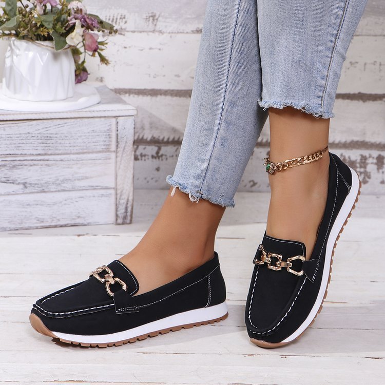 Chaussures décontractées pour femmes à plateforme à enfiler et bout rond, style mode
