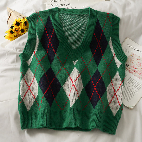 Retro V-neck Loose Stacking Japanese Sweater Top Women - Stuffs & Savers