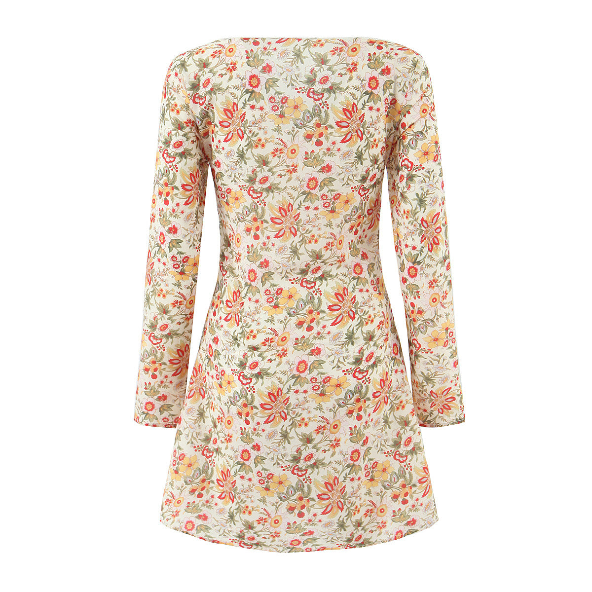V-Neck Short A-Line Long Sleeve Dress