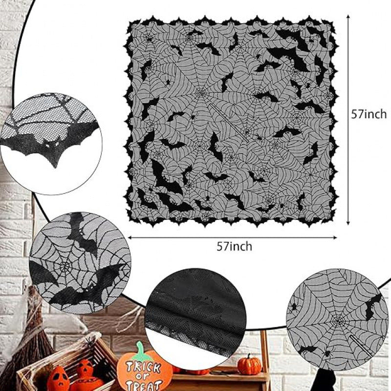 Halloween Party Costume Lace Skull Cape Day of the Dead Women's Cloak Digital Print Bone Skeleton Shawl