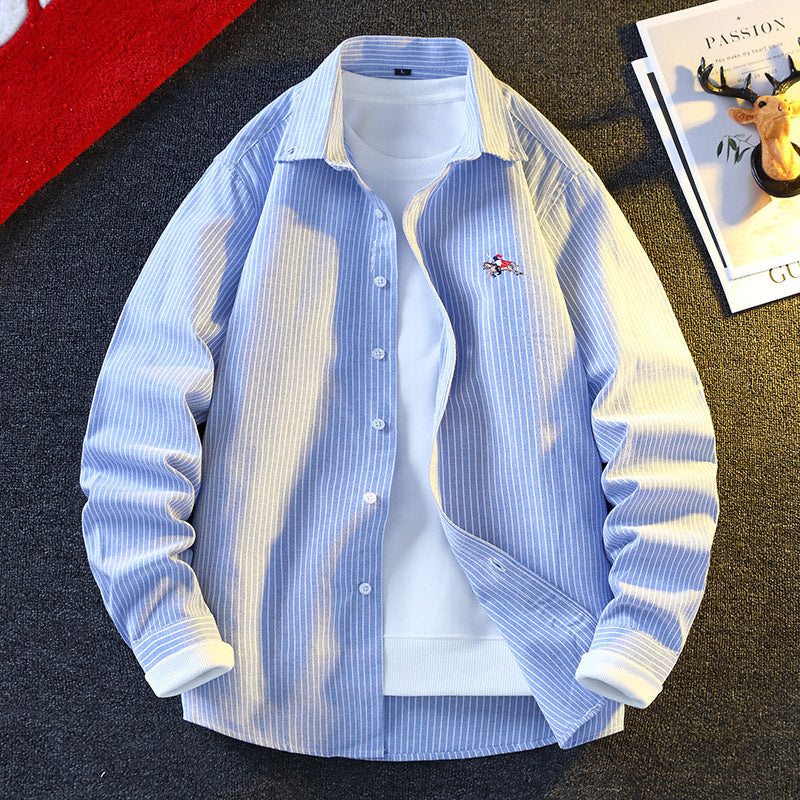 Casual Loose Striped Embroidered
