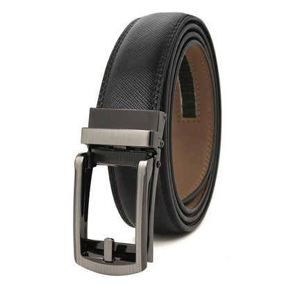 Men's automatic buckle two-layer cowhide leather belt ﻿
