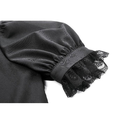 Dark in Love Viktoria Lace Ruffle Gothic Blouse in Black