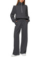Women's Half-Zip Sweatshirt & Wide Leg Pants Set