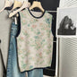 Small Floral Knitted Vest Womens Loose-Fitting Outerwear Sleeveless Sweater