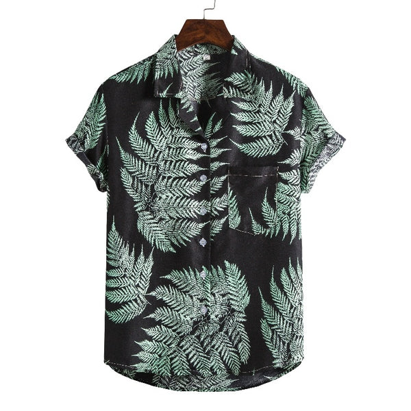 Men's Printed Short-Sleeve Beach Shirt