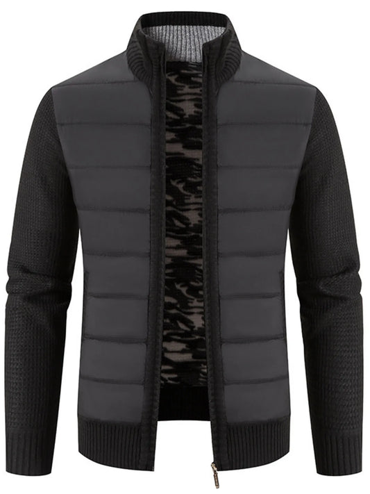 Blouson bombardier matelassé en maille grande taille pour homme avec col montant