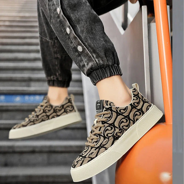 Men's Graffiti-Print Canvas Sneakers