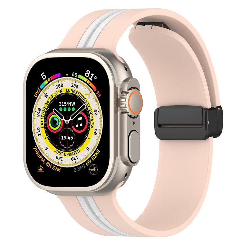 Magnetic Buckle Striped Two-tone