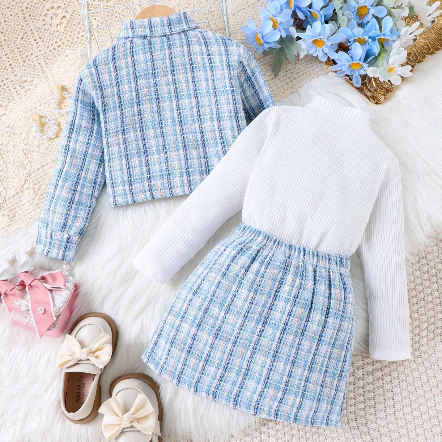Girls Turtleneck Top Skirt