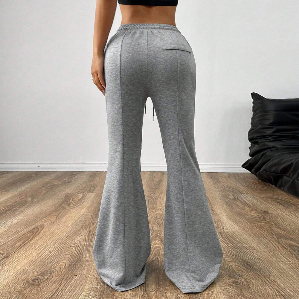 Drawstring Elastic Waist Wide Leg Trousers