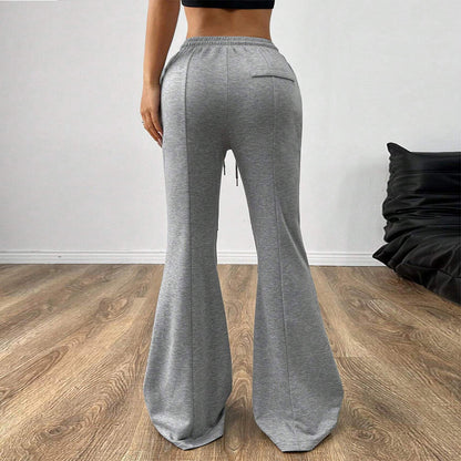 Drawstring Elastic Waist Wide Leg Trousers