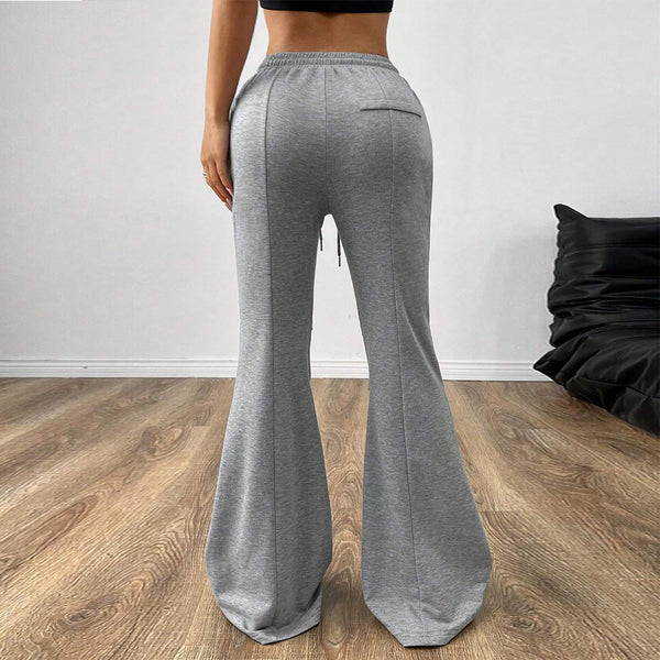 Drawstring Elastic Waist Wide Leg Trousers