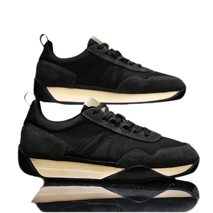 Chaussures de randonnée décontractées élégantes pour hommes - Dessus en tissu respirant, Semelle en PVC durable, Fermeture à lacets, Tenue d'extérieur et décontractée toutes saisons - Noir