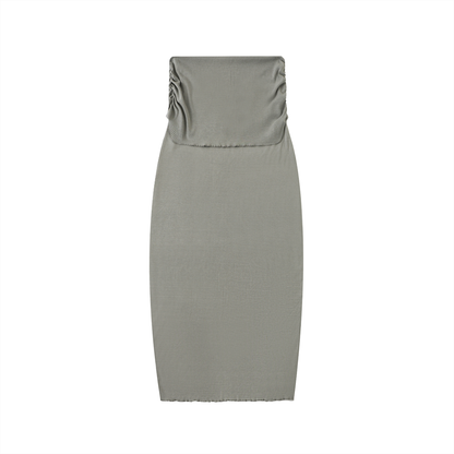 Dyed Washed Straight Hip-Hugging Slim Maxi Skirt