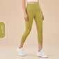 Women's Solid-Colored High-Waist Cropped Sports Fitness Pants