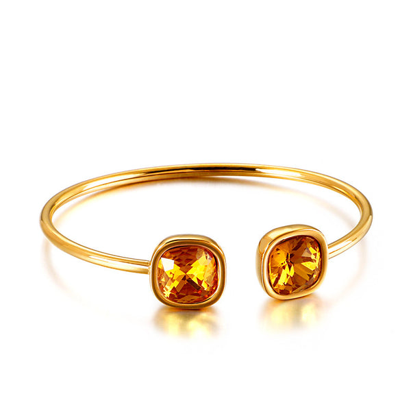 Bracelet carré ouvert creux en acier inoxydable