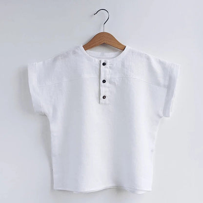 Children's Linen Cotton Short-sleeved T-shirt