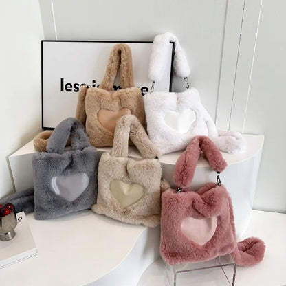 Sac à bandoulière duveteux pour femmes, sac à main à poignée supérieure, sac à main d'automne-hiver en peluche, sacs de courses tendance pour filles, sacs à main pour femmes