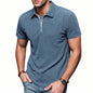 Men's Corduroy Half-Zip Polo Shirt - Short Sleeve