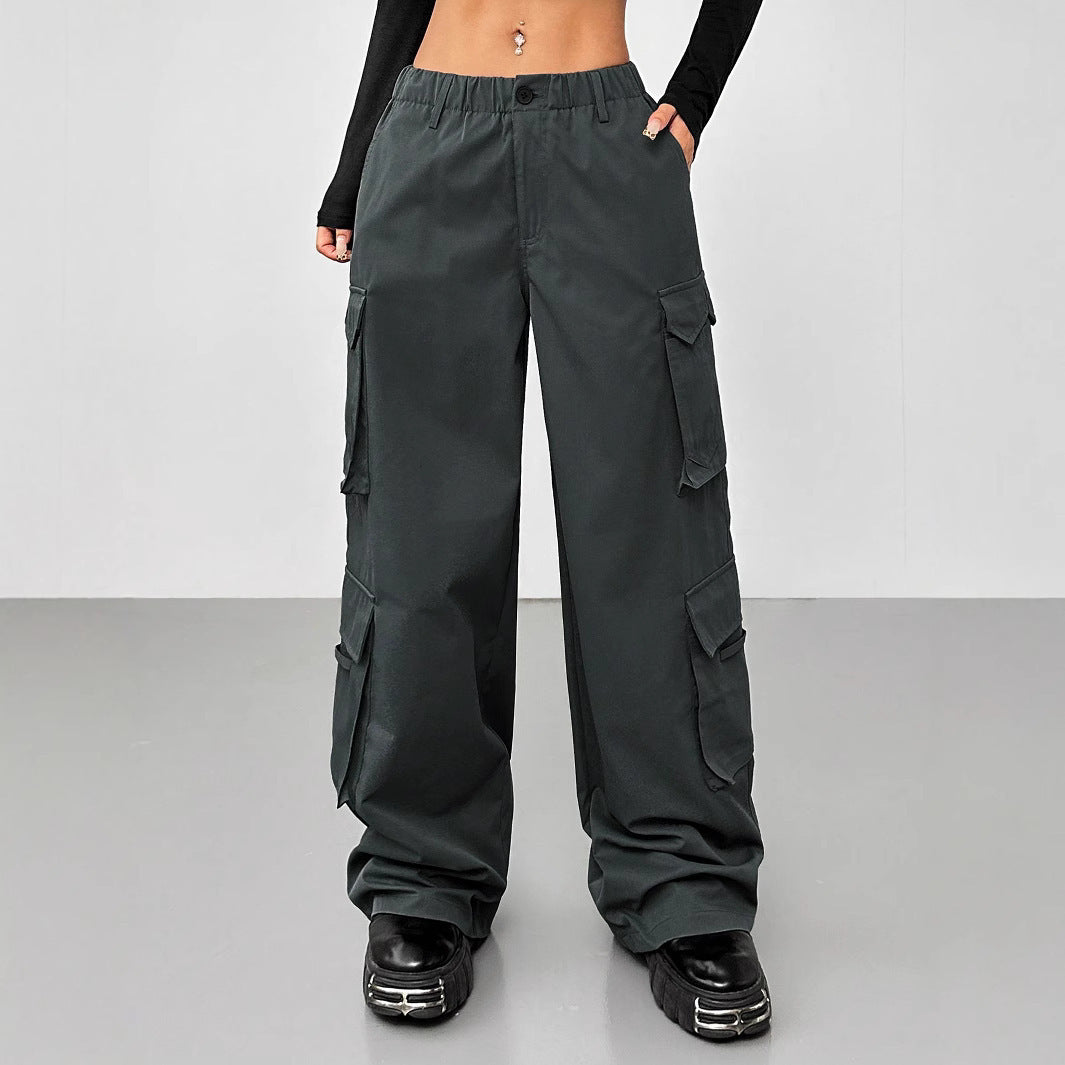 Elastic High Waist Wide-leg Trousers