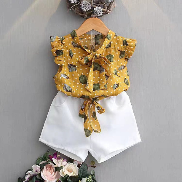 Girls' Chiffon Floral Two-Piece Set