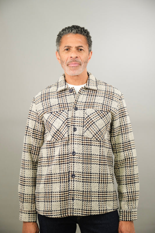 Bart Overshirt - Dogtooth Stone Brown Black
