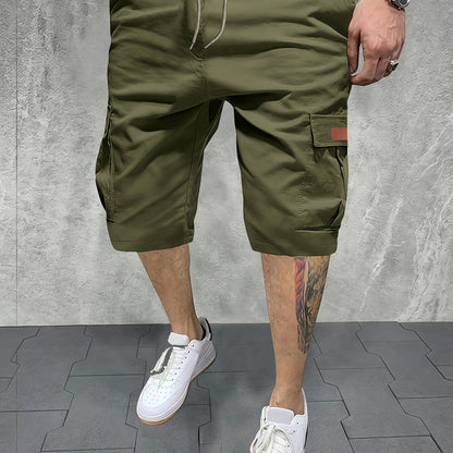 Pantalon de Travail d'Été pour Hommes Multi-Poches Polyester Non Extensible Shorts