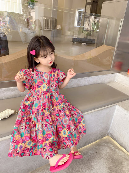 Girls' Floral Dress Short Sleeve