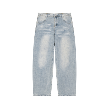 Men's Enzyme Wash Wide Leg Jeans 465GSM