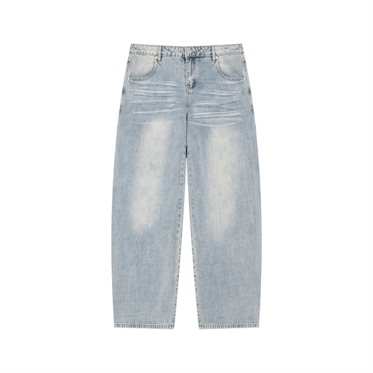 Men's Enzyme Wash Wide Leg Jeans 465GSM