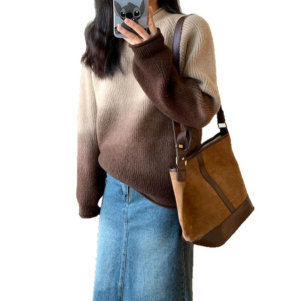 Gradient colored sweater for women