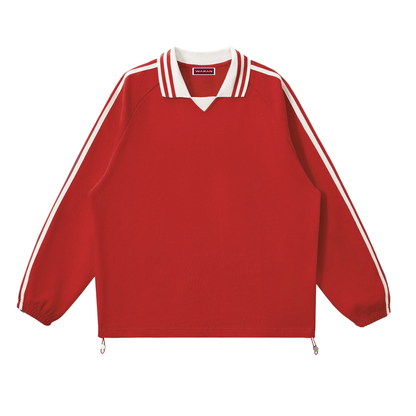 Waran Contrast Striped Lapel Collar Sweatshirt 380GSM