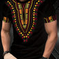 Men's Breathable Casual T-Shirt with Vibrant Geometric Print - Short Sleeve, Polyester Blend, Round Neck T=Shirt