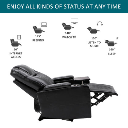 Electric Recliner Chair With USB Charge Port, 360 Swivel Tray Table, Hand In-Arm Storage, Cup Holders, Ambient Lighting - Ambient Lighting Gaming Recliner Chair Home Theat