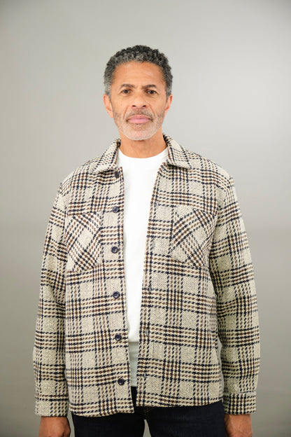 Bart Overshirt - Dogtooth Stone Brown Black