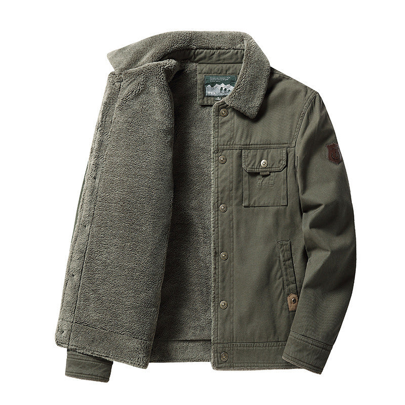 Fleece-lined Thickened Polo Collar Jacket