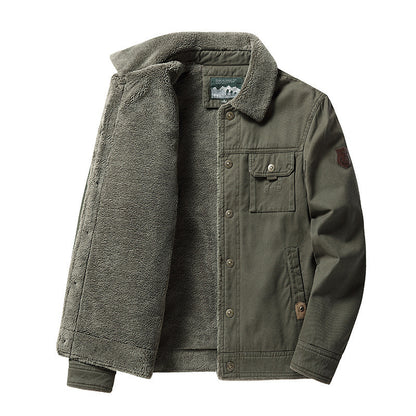 Fleece-lined Thickened Polo Collar Jacket