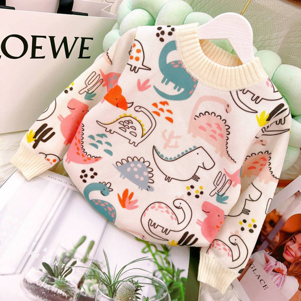 Children's Extra Thick Round-neck With Fleece Lining Sweater