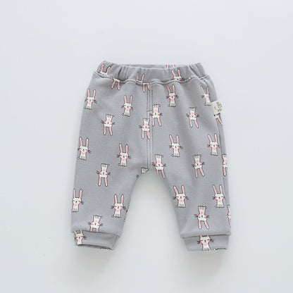 Kids Cartoon Velvet-Lined Leggings