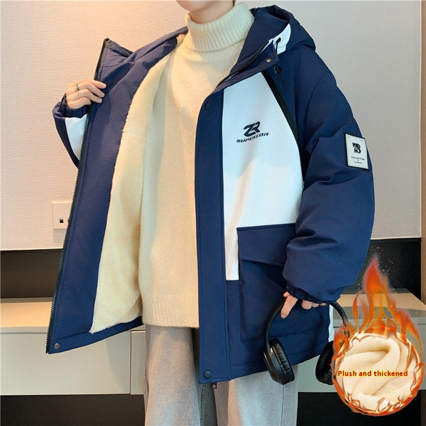 Veste à capuche doublée polaire épaisse pour homme