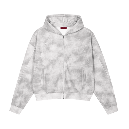 Waran Dirty Washed Zip-Up Fleece Hoodie 410GSM