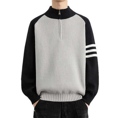 Mock Neck Zipper Knit Sweater