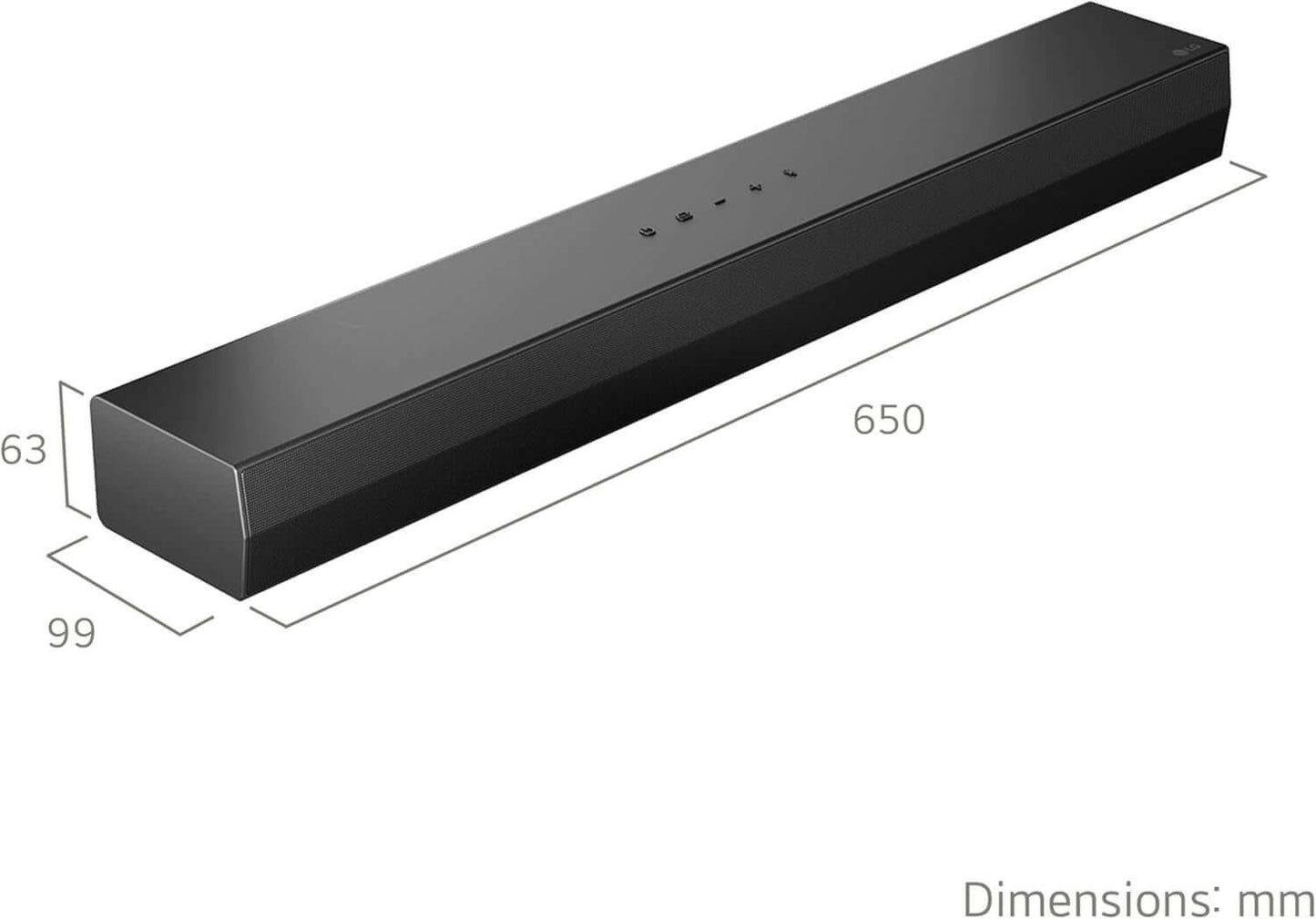LG US20A SOUNDBAR 2.0 WIRELESS BLUETOOTH 5.3 COMPACT 50W HDMI USB PORT BLACK