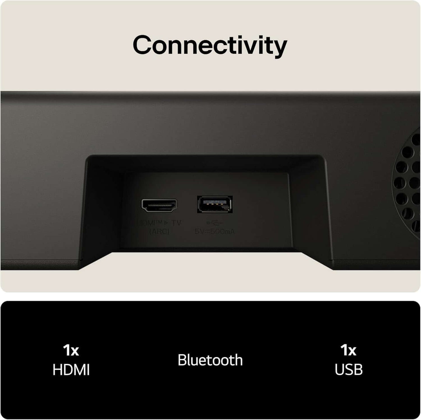 LG US20A SOUNDBAR 2.0 WIRELESS BLUETOOTH 5.3 COMPACT 50W HDMI USB PORT BLACK