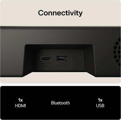 LG US20A SOUNDBAR 2.0 WIRELESS BLUETOOTH 5.3 COMPACT 50W HDMI USB PORT BLACK